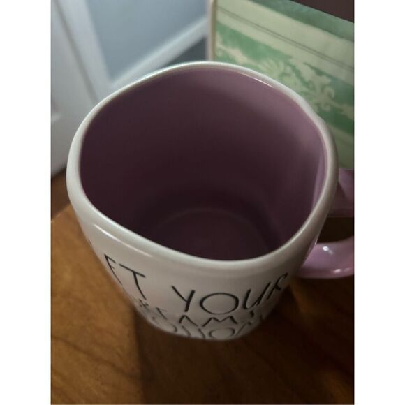 Rae Dunn "LET YOUR DREAMS BLOSSOM" Mug Lavender Handle & Interior - Picture 3 of 3